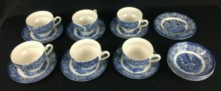 Vintage Staffordshire Liberty Blue 18pc Set Porcelain China - Teacups,  Others