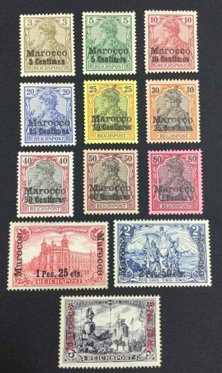 Momen: German Colonies Morocco Sc 7 - 18 1900 Og H/2ng/2nh $169 Lot 9397