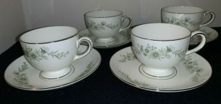 (set Of 4) Wedgwood Bone China Westbury Cups And Saucers (made In England)