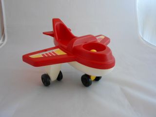 Vintage (1990) Fisher Price Chunky Little People Airplane,  Red/white,  W/wheels