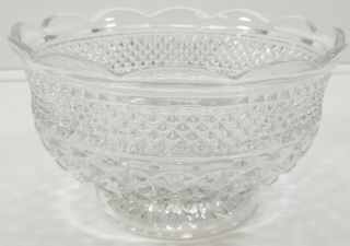 Vc) Vintage Anchor Hocking Wexford Clear Glass Fruit Scalloped Serving Bowl 10 "