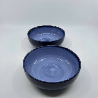 Set Of 2.  Sango Nova Blue Soup Cereal Bowls 6 3/8 ".  4934.