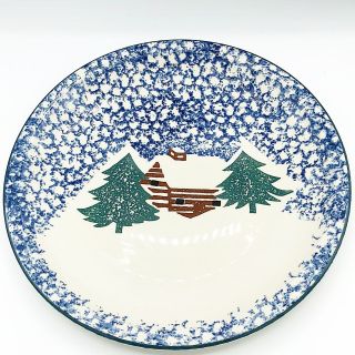 Cabin In The Snow Folk Craft By Tienshan Large Plate