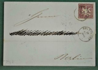 Wurttemberg Germany 9k Stamp Cover 1862 To Berlin (h129)