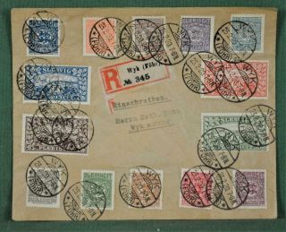 Schleswig Germany Stamp Cover 1920 Registered Wyk (w83)