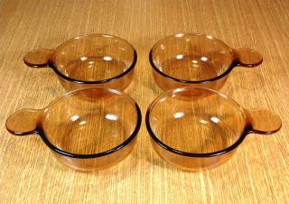 Corning Vision Amber Grab - It Microwave 16 Oz.  Bowls (4) V - 150 - B Xlnt Euc