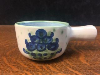M.  A.  Hadley Pottery Bouquet 3 1/2 " Porringer Bean Soup Bowl Vintage Blueberry
