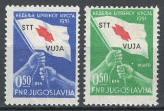 Slovenia 1951 Triest Zone B Vuja Stt - Red Cross Sass.  39/40 Mi.  Zw3/p3 Cv385$