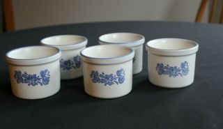 Set Of 5 Vintage Pfaltzgraff Yorktowne Stoneware Ramekin Custard Crock Cups