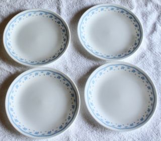 Set Of 4 Corelle Morning Blue Salad Plates 8 - 1/2 " Desert Luncheon Blue Flowers