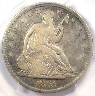 1861 - O Csa Obverse Seated Liberty Half Dollar 50c Fs - 401 Wb - 102 - Pcgs Vf Detail