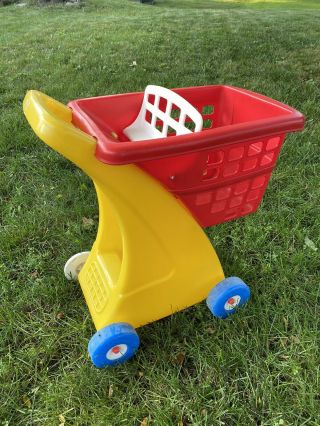Little Tikes Yellow Grocery Shopping Cart Child Size Pretend Tykes Baby Seat