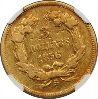 1856 - S $3 NGC Fine Details Indian Princess Head Three Dollar Gold Piece 4