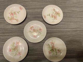 Ch.  Field Haviland Limoges 5 3 - Inch Butter Pats Pink Roses Goa France Euc