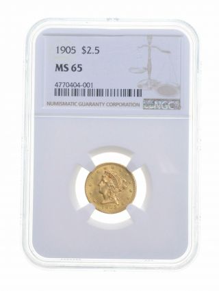 Ms65 1905 $2.  50 Liberty Head Gold Quarter Eagle - Graded Ngc 5324
