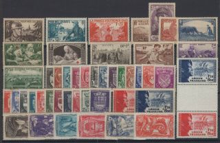 De141905/ France – Semi - Postal / Lot 1940 – 1943 Full Sets Mnh Cv 343 $
