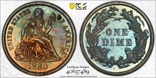1880 Proof Seated Liberty Dime Pcgs Pr - 64 (toned)