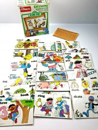 Vintage Sesame Street Muppets Rhyming Match - Ups 24 2 Pc Puzzles Playskool 1977