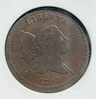 Scarce Date - Plain Edge 1797 Half Cent 1/2 Cent Anacs Fine Details