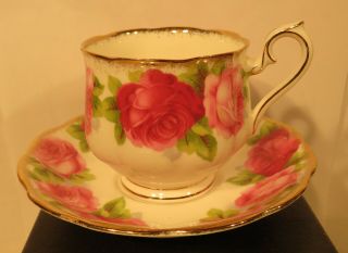 Royal Albert Old English Rose Teacups And Saucers / Made In England