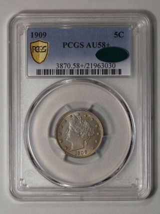 1909 5c Liberty Nickel Pcgs Au58,  (cac)