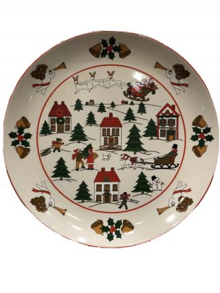 The Joy Of Christmas Jamestown China Footed Pedestal Ceramic Cake Plate 10.  25 "