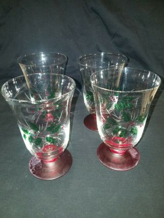 Pfaltzgraff Christmas Winterberry Set Of 4 Etched Water Goblets 14 Ounce
