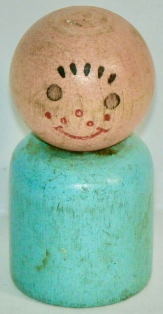 Vintage Fisher Price Little People Light Blue Boy Made In U.  S.  A.  Circa 1960s