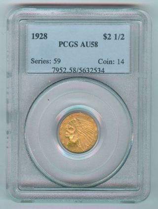 1928 U.  S.  $2½ Indian Head Gold Piece - Km 128 - Pcgs - Au58