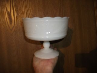Vtg Eo Brody Cleveland Oh Milk Glass Compote Pedestal Fruit Bowl Tulip 0009w