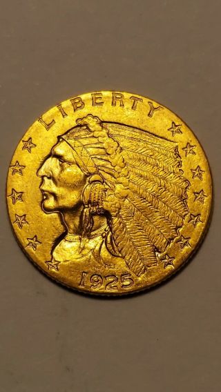 1925 - D United States 2 1/2 Dollar Indian Gold Piece,  Quarter Eagle