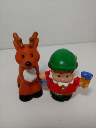 Fisher Price Little People Christmas Elf Figure W/ Paintbrush 1 Santa 
