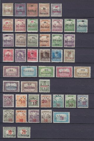 Baranya Hungary 1919,  Serbian Occupation,  46 Stamps,  Mlh,  Partly Signed