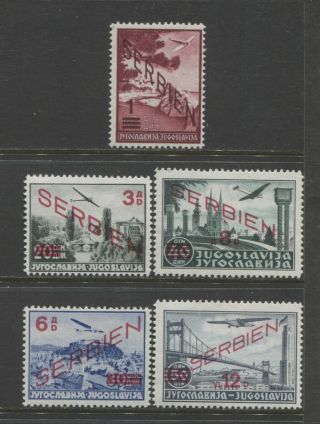 1941 Serbia Complete Set Yugoslavian Air Mail With Overprint $ 144.  00
