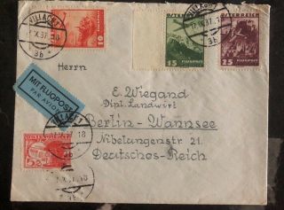 1937 Villach Austria Airmail Cover To Berlin Germany