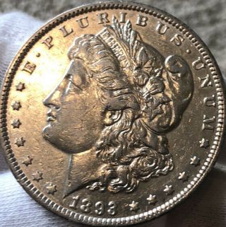 1893 - P Morgan Silver Dollar Choice Bu/unc - 90 Silver - Key Date Low Mintage