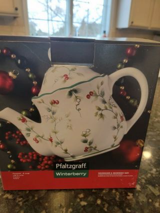Pfaltzgraff Winterberry 4 Cup Tea Pot Holiday Holly Berries Teapot