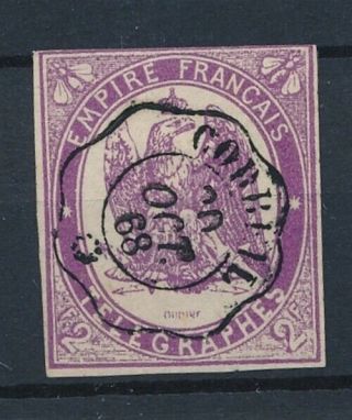 [9455] France 1868 Telegraph Good Stamp Vf Value $275 - Top Cancel