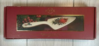 Lenox Winter Greetings Dessert Server - Red Cardinal With Holly -