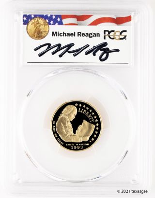 1993 - W $5 James Madison Bill Of Rights Gold Comm.  Pcgs Pr70dcam - Reagan Legacy