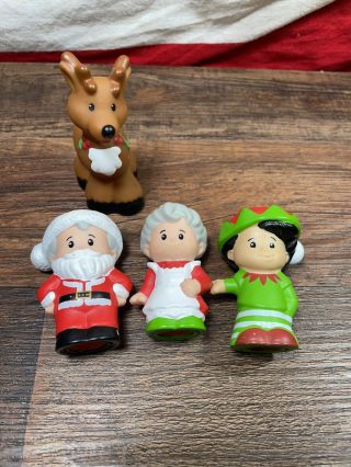Fisher Price Little People Christmas Santa Claus Mrs Claus Reindeer Deer Figures