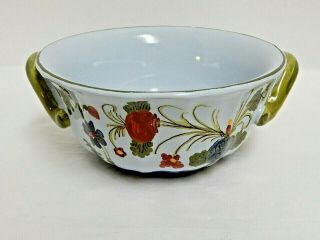 Sigma Blue Carnation Lugged Soup Bowl Handle Italian Pottery
