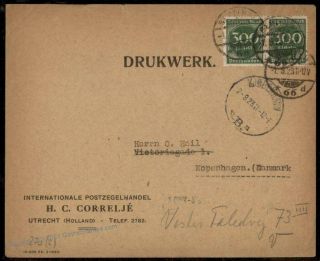 Germany Inflation Cover Aug 1 1923 First Day Rate To Denmark 72667