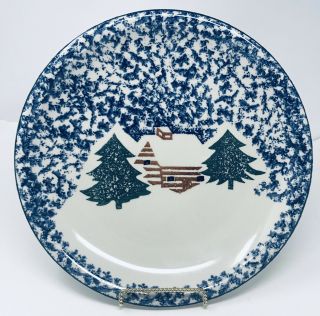 Tienshan Folk Craft Cabin In The Snow Large Serving Tray Chop Plate Christmas