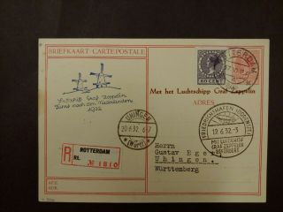 1932 Graf Zeppelin Postcard To WÜrrtemberg Nederland Netherlands Wk4.  12 $0.  99