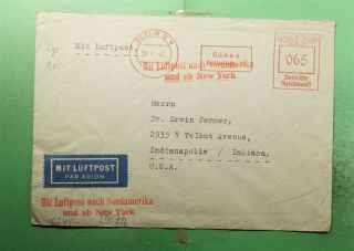 Dr Who 1940 Germany Berlin Metered First Flight? To Usa Wwii Censored G39138