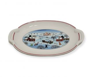 Villeroy & Boch Naif Christmas 10.  25 " - Two Handled Pickle Dish - Snowy Village