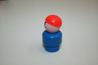 VINTAGE FISHER PRICE LITTLE PEOPLE RED HAT BLUE BODY ANGRY MAD BUTCH BOY PLASTIC 2
