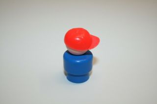 VINTAGE FISHER PRICE LITTLE PEOPLE RED HAT BLUE BODY ANGRY MAD BUTCH BOY PLASTIC 3