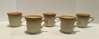 5 Mikasa Whole Wheat Pattern E8000 Brown Stoneware 3 1/2 " Tea/coffee Cups/mugs